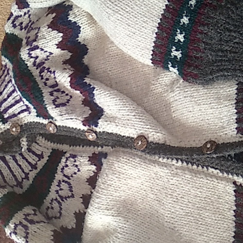π 100% Wool Knit Cardigan Sweater OOAK EUC Sz L-XL Norwegian Design - Picture 5 of 16